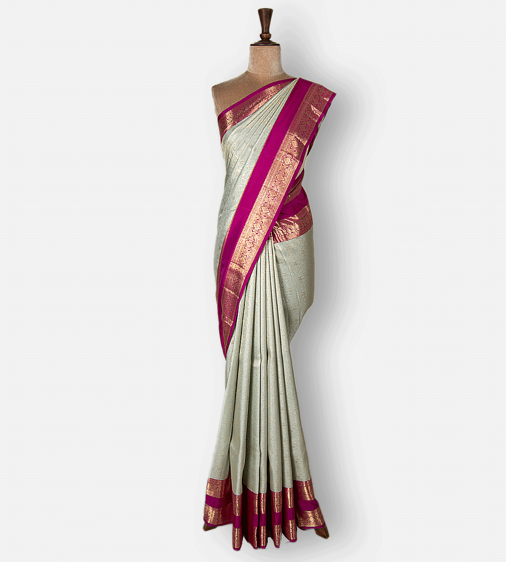 Powder Blue Kanchipuram Silk Saree