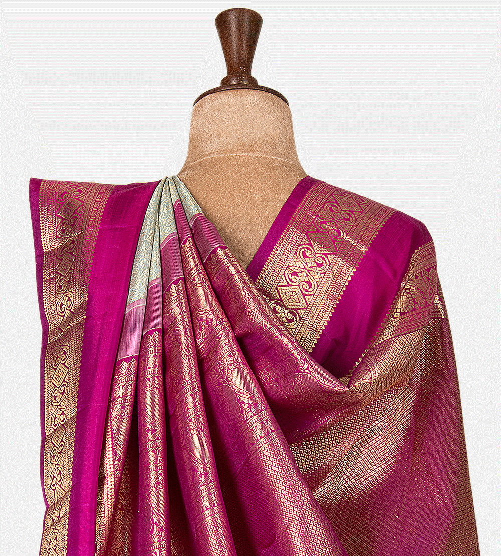 Powder Blue Kanchipuram Silk Saree