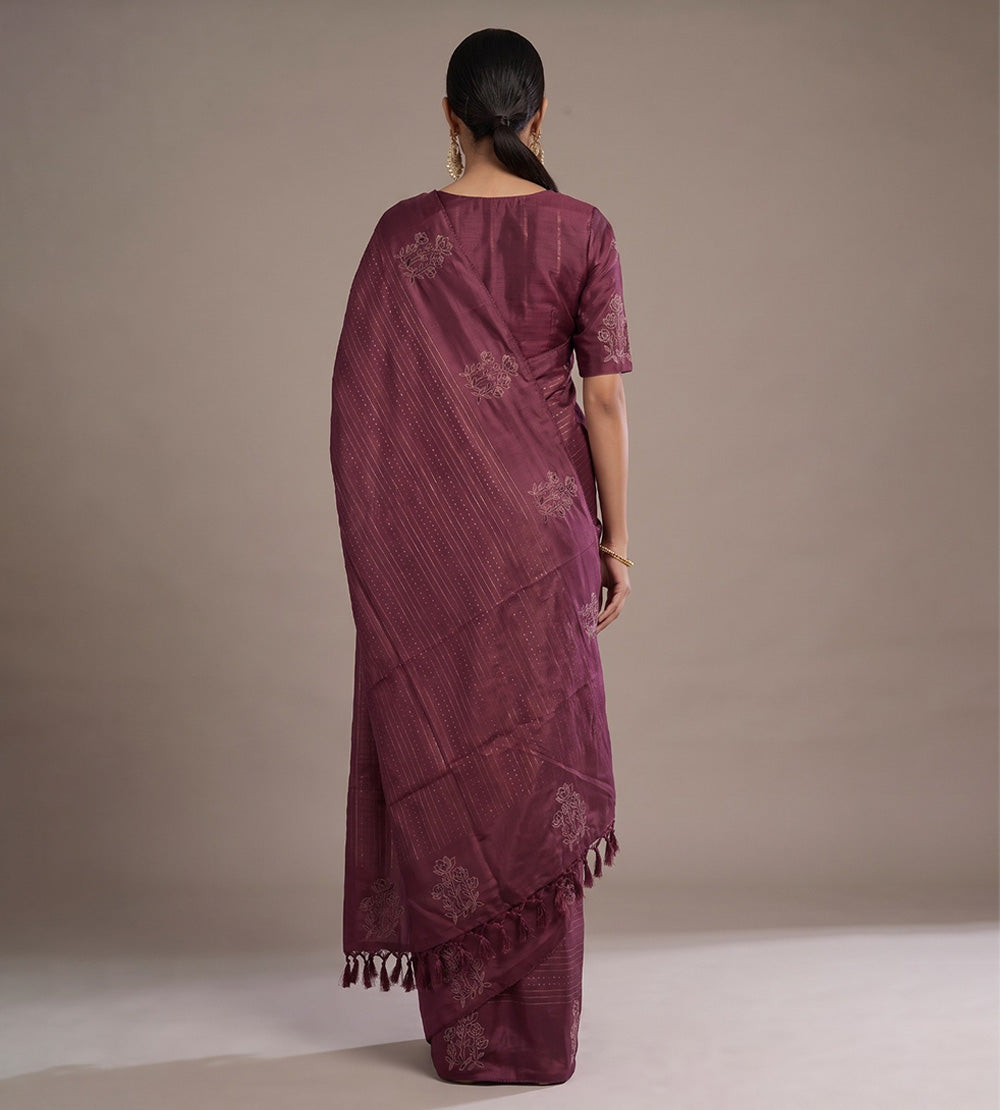 Deep Wine Tussar Saree