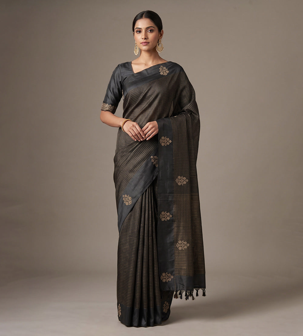 Black Tussar Saree