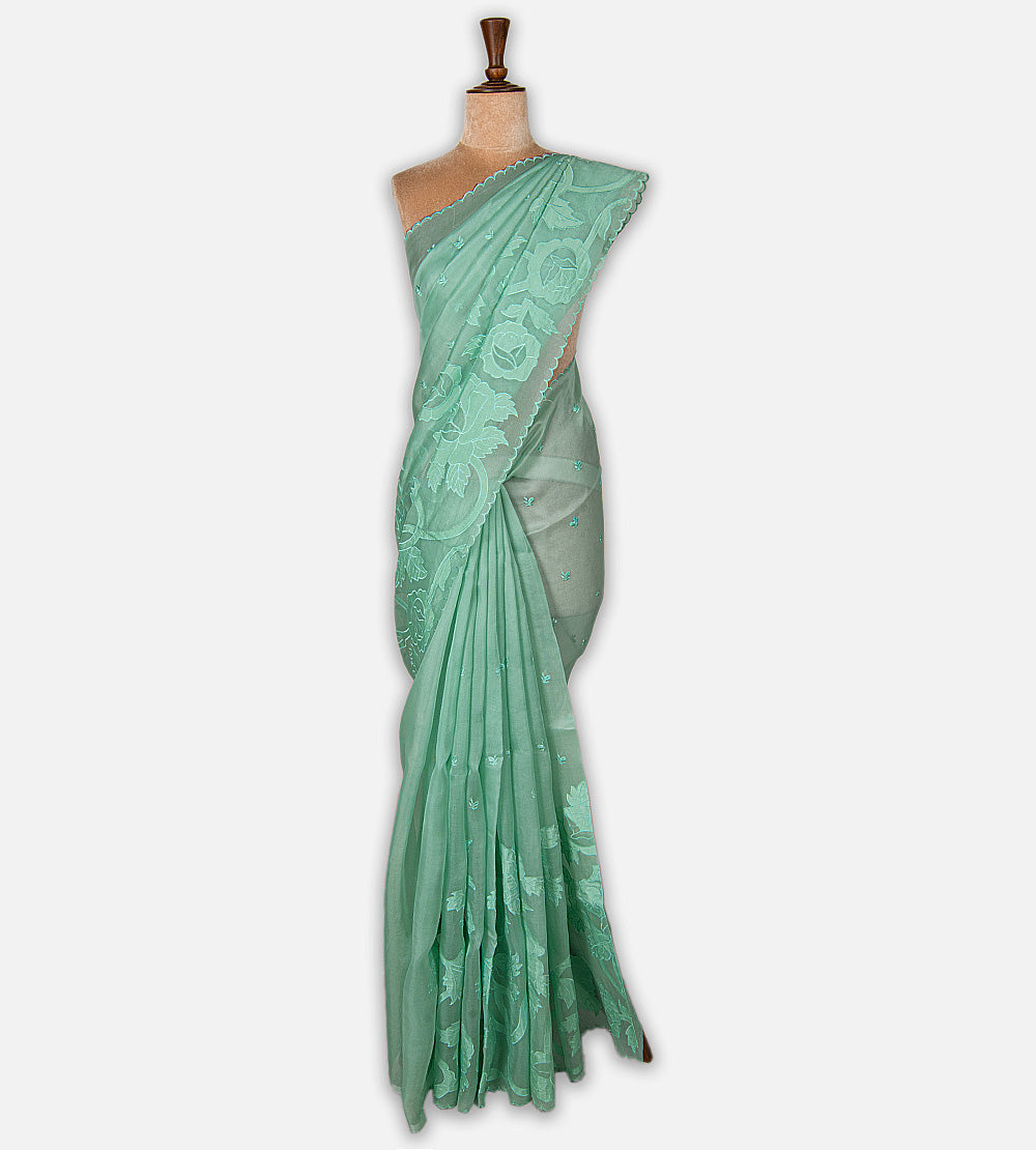 Blue Organza Saree