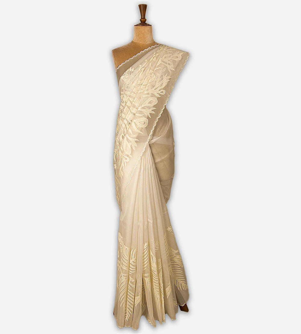 Light Beige Organza Saree