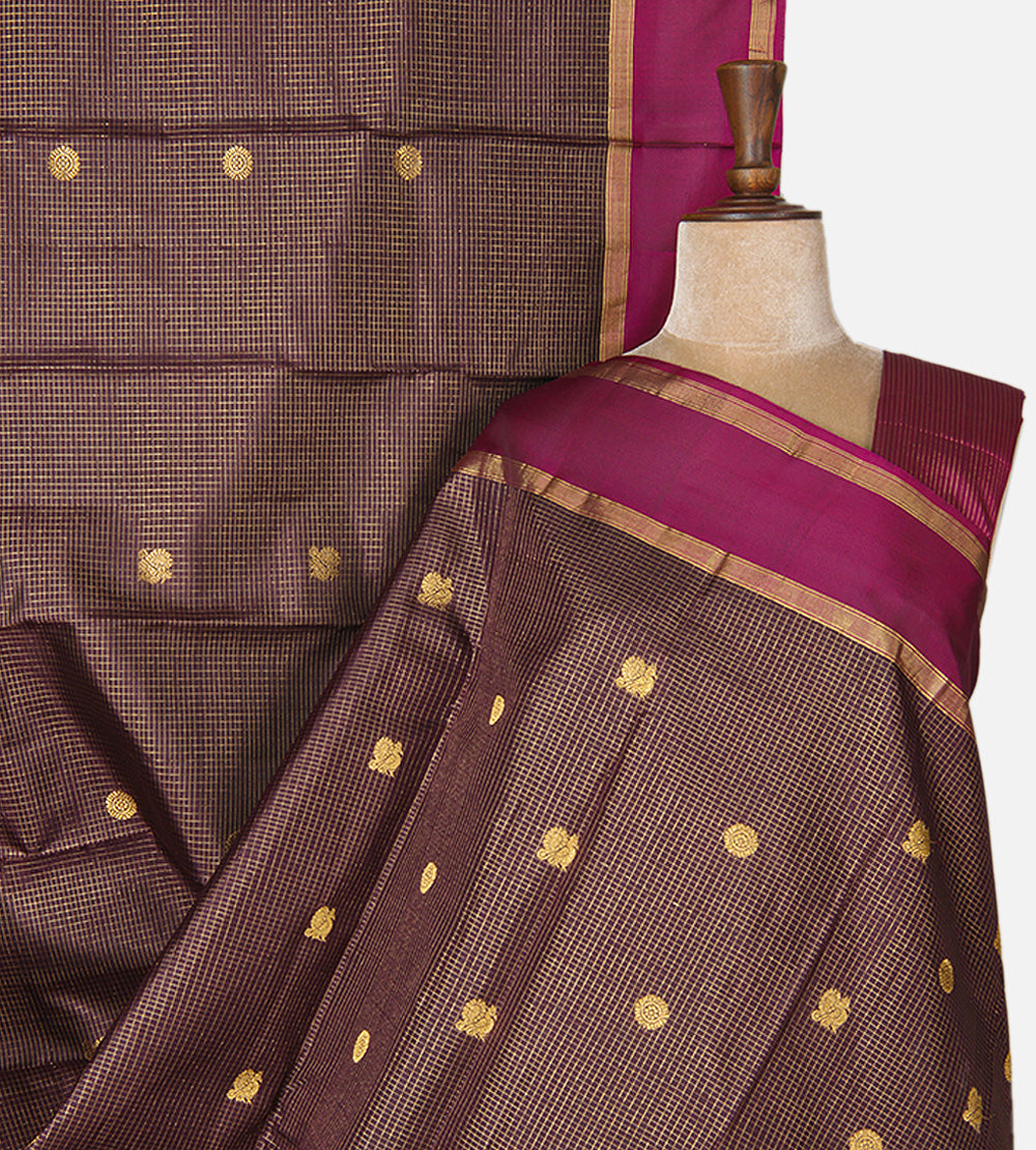 Brown Kanchipuram Silk Saree
