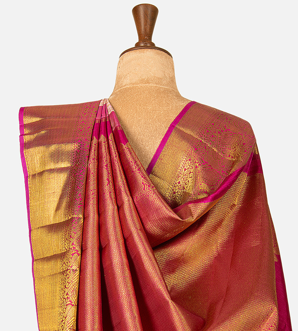 Peach Kanchipuram Silk Saree