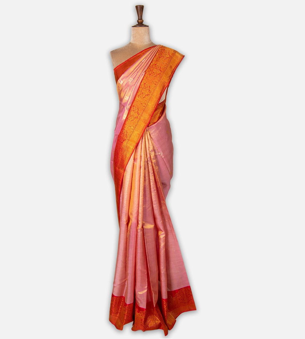 Pink Kora Kanchipuram Silk Saree