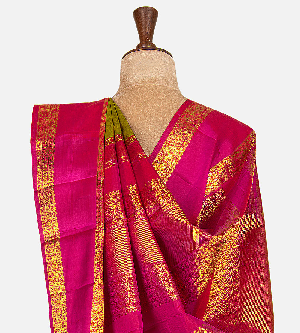 Olive Green Kanchipuram Silk Saree