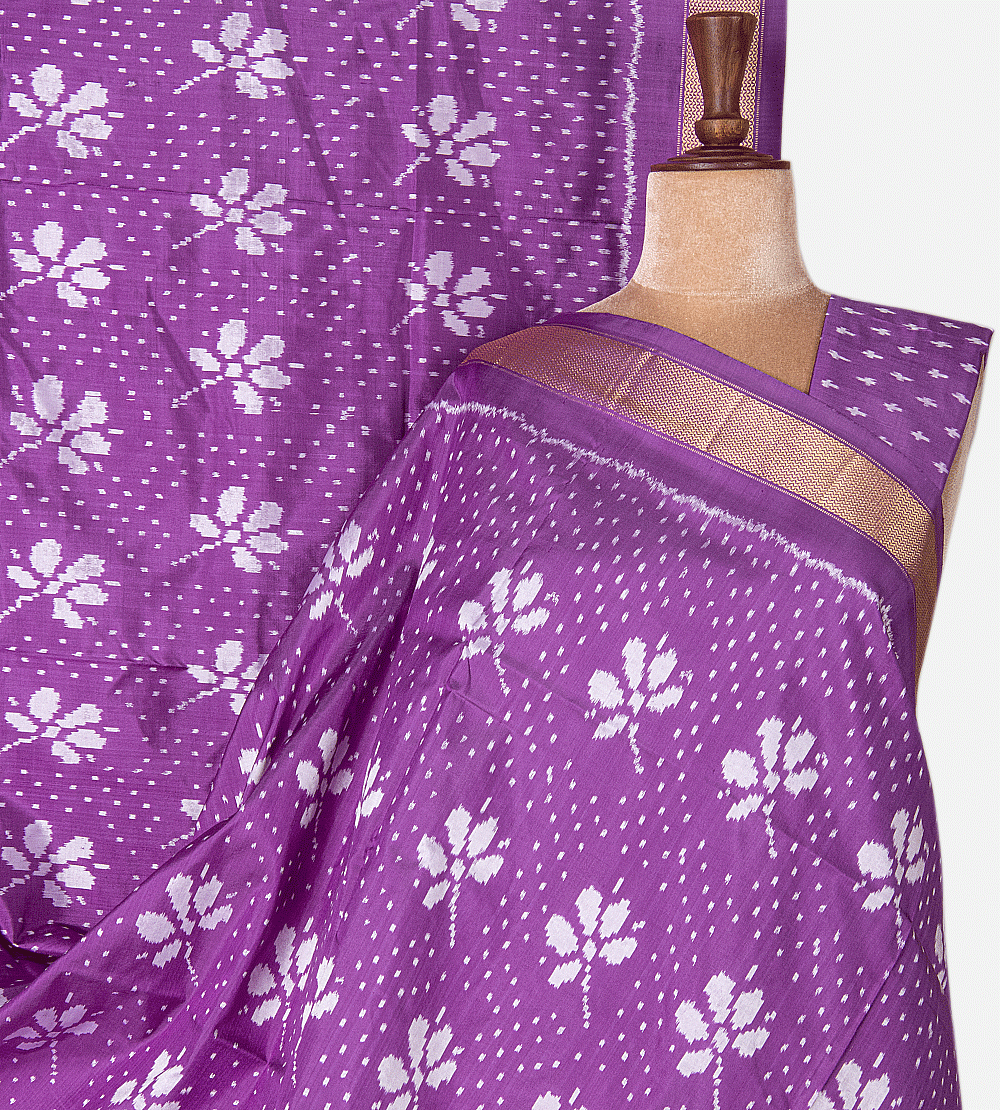 Lavender Ikkat Silk Saree