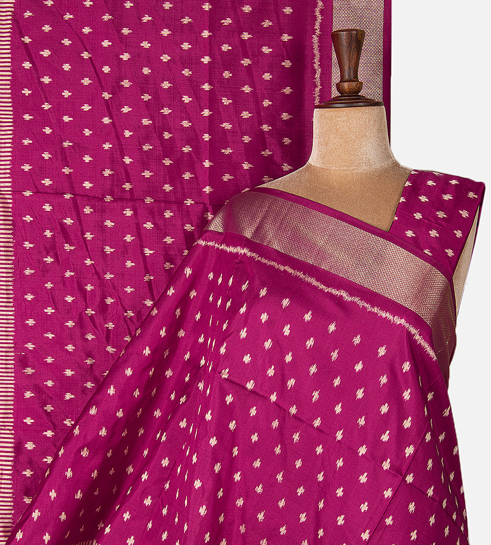 Pink Ikkat Silk Saree
