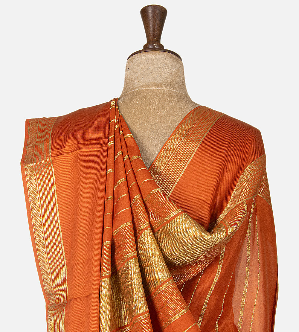 Burnt Orange Mysore Crepe Saree
