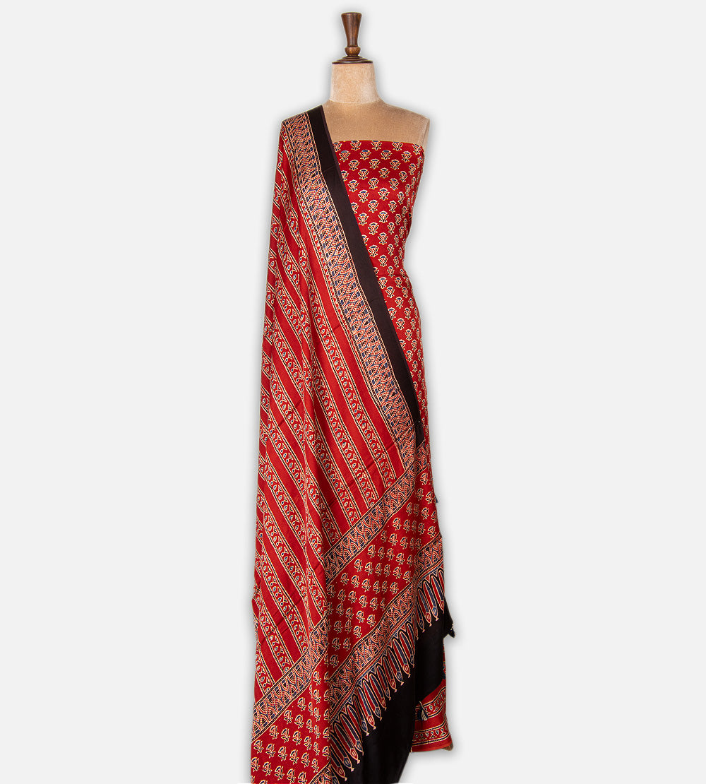 Deep Vermilion Red Modal Silk Salwar