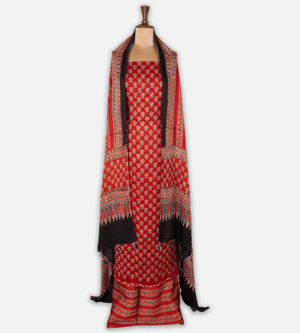 Deep Vermilion Red Modal Silk Salwar