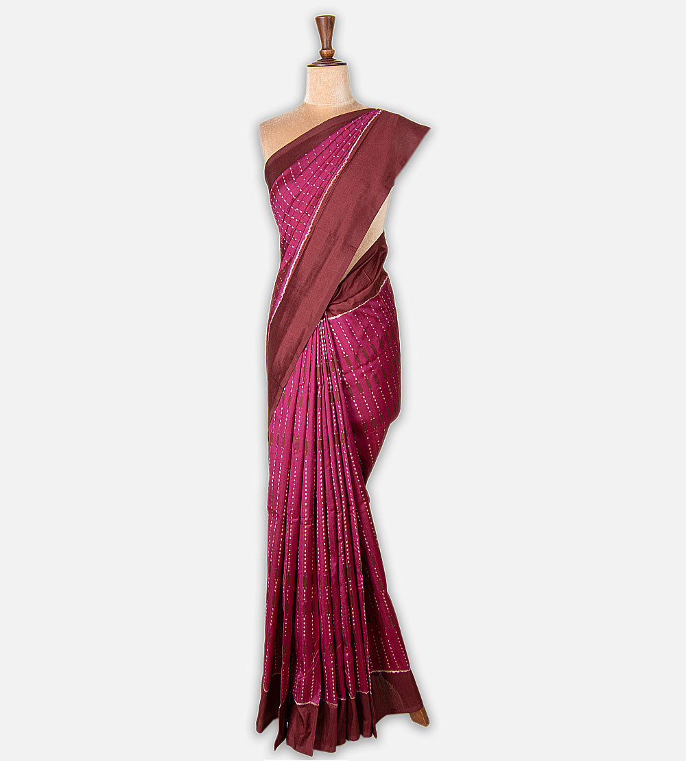 Pink Ikkat Silk Saree