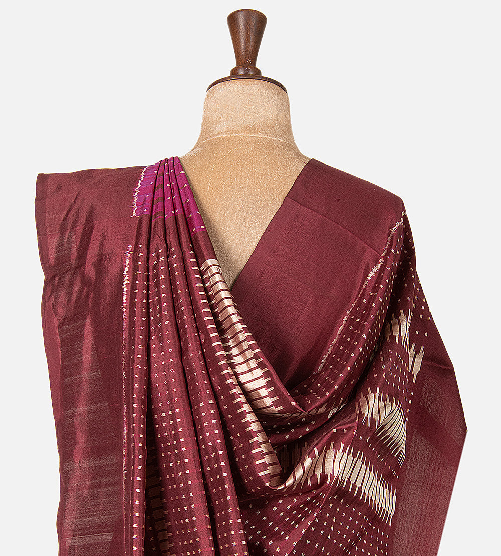 Pink Ikkat Silk Saree