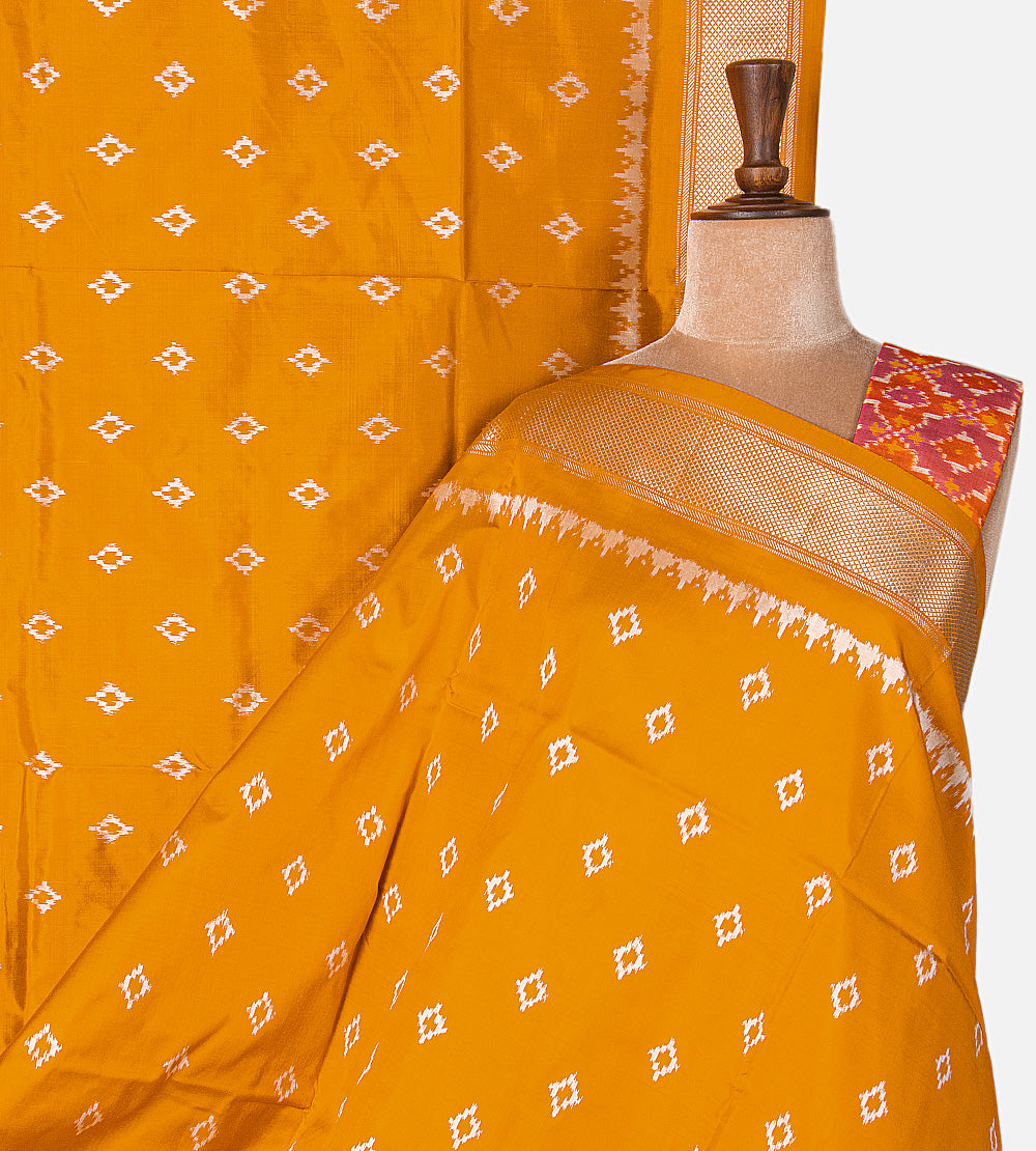 Yellow Ikkat Silk Saree