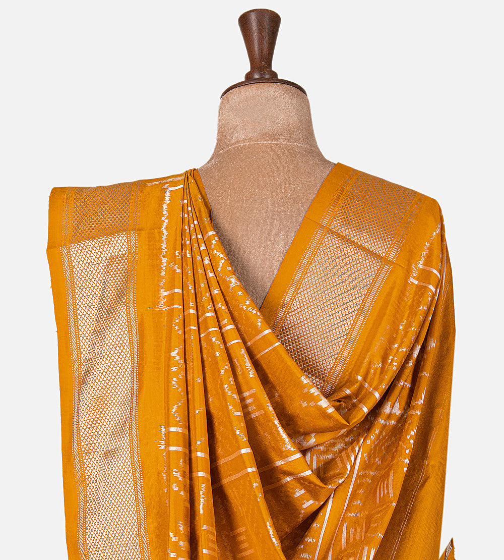 Yellow Ikkat Silk Saree