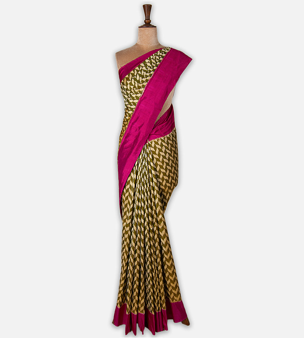 Green Ikkat Silk Saree