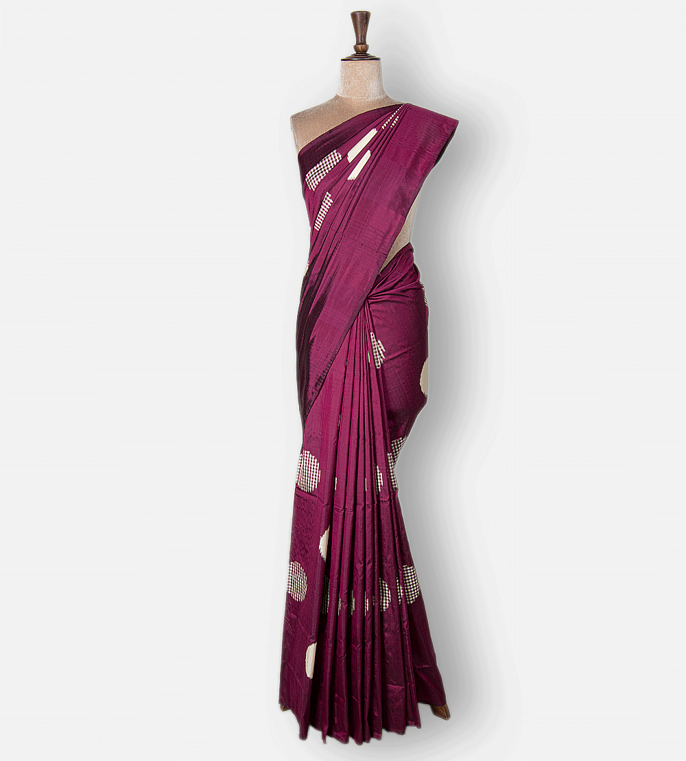 Dark Pink Ikkat Silk Saree
