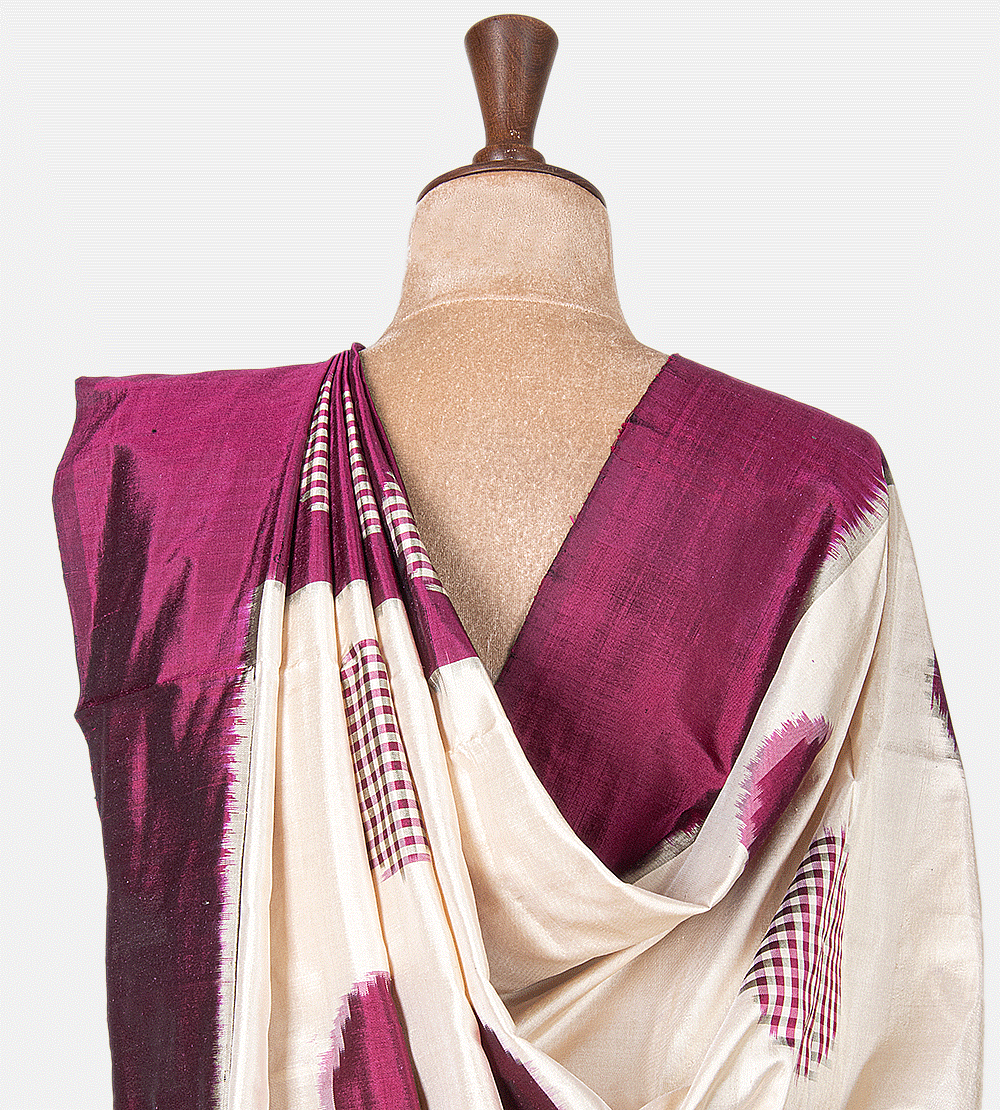 Dark Pink Ikkat Silk Saree