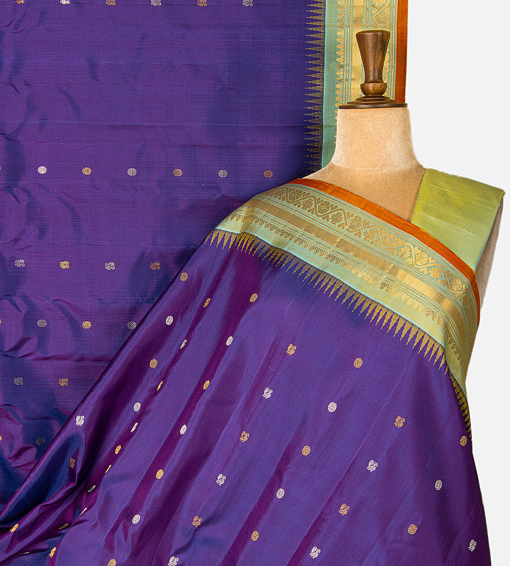 Blue Gadwal Silk Saree