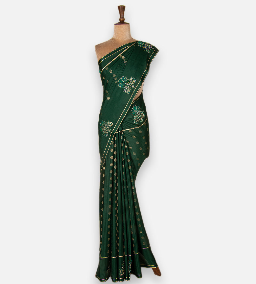 Green Mysore Crepe Saree