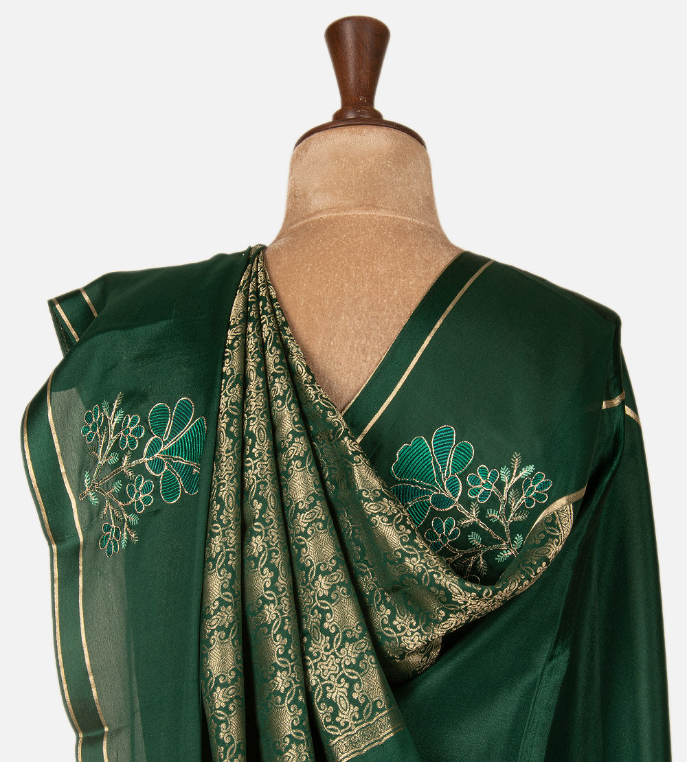 Green Mysore Crepe Saree
