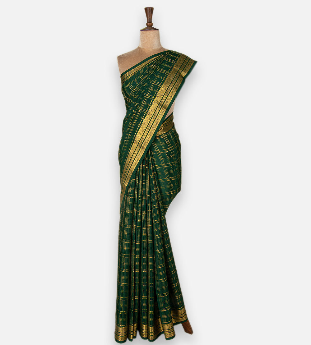 Green Mysore Crepe Saree