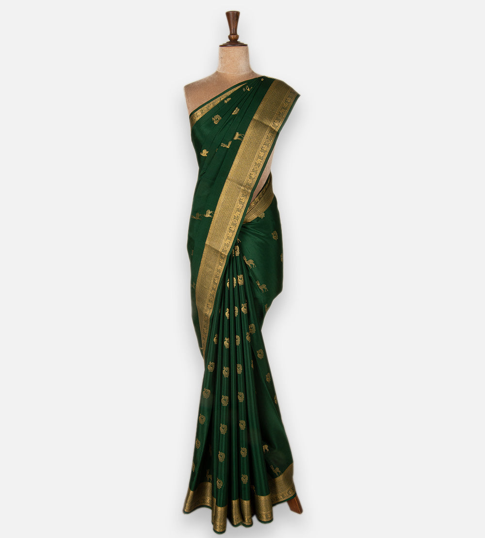Green Mysore Crepe Saree