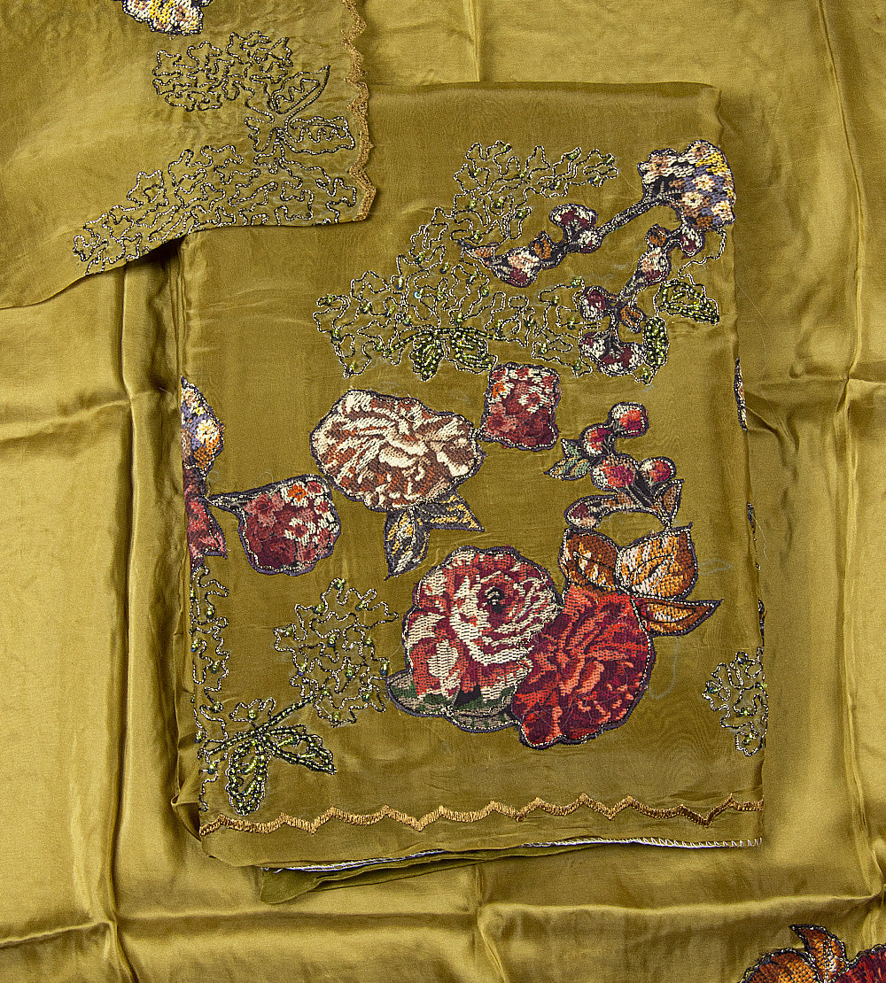 Olive Green Satin Crepe Salwar