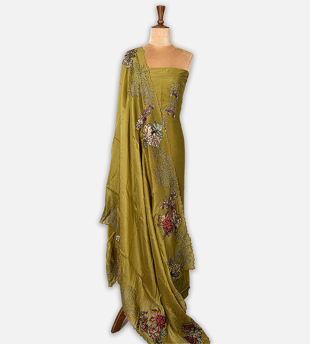 Olive Green Satin Crepe Salwar