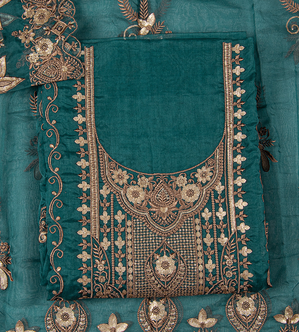 Teal Blue Organza Salwar