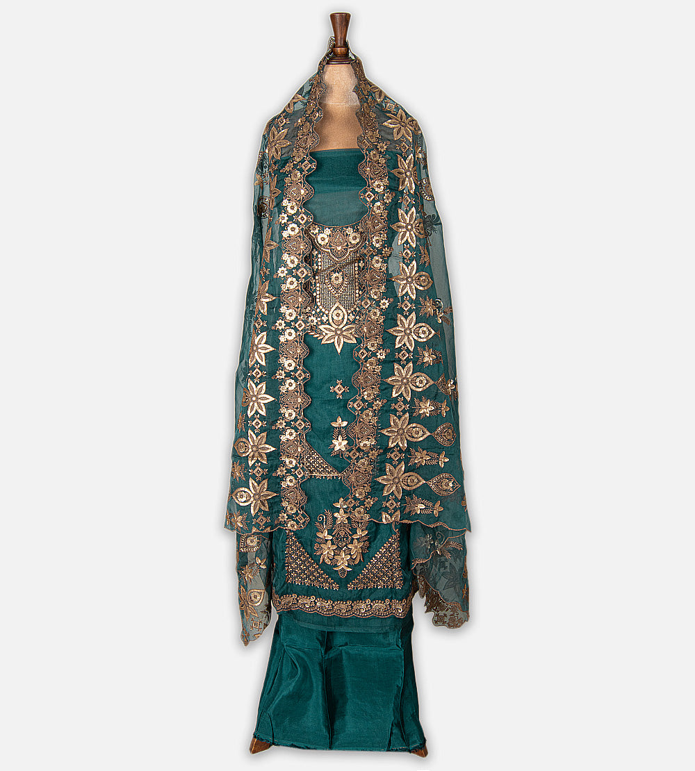 Teal Blue Organza Salwar