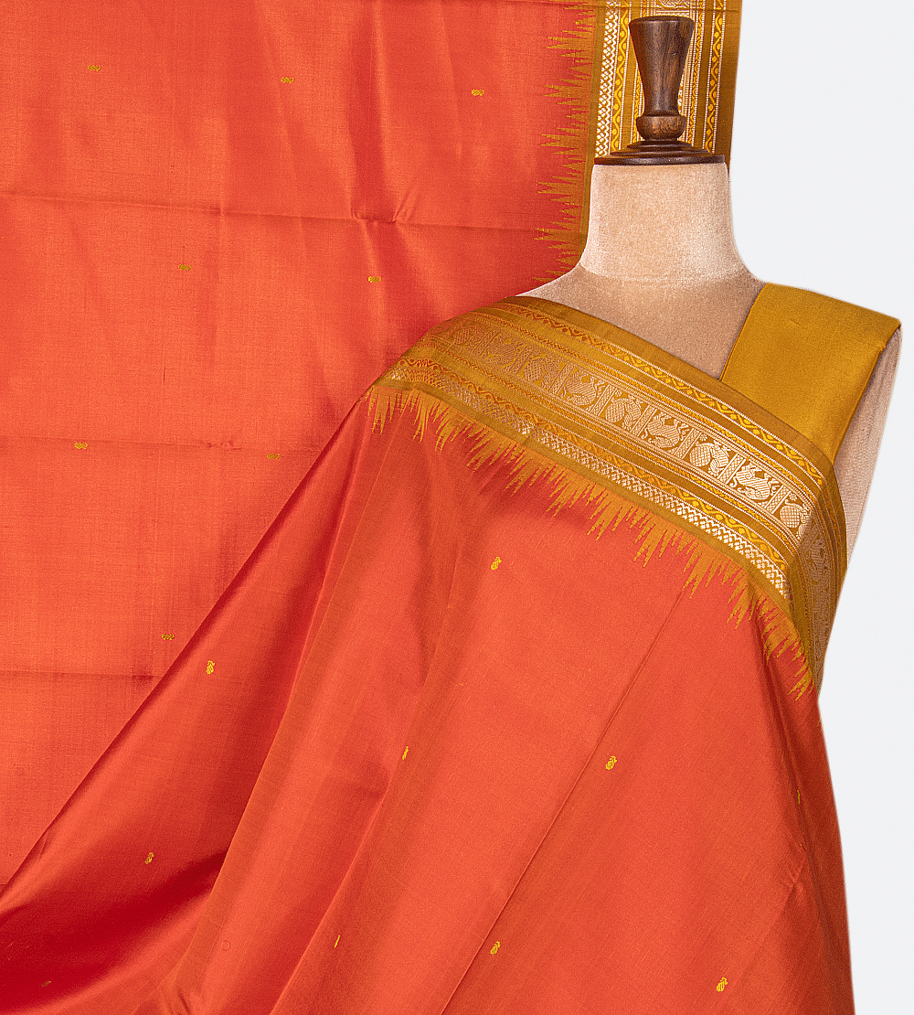 Rust Red Kanchipuram Silk Saree