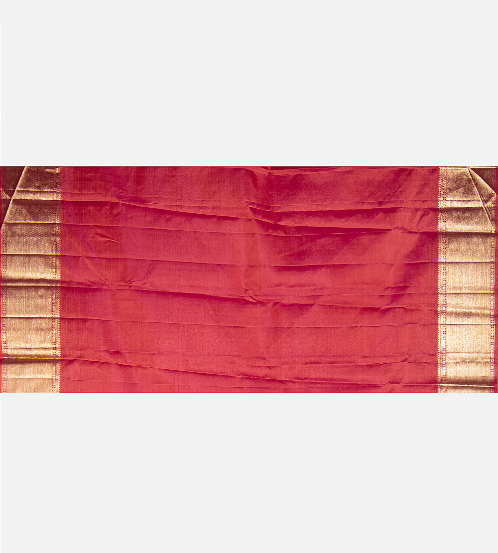 Pink and Coral Kanchipuram Silk Saree