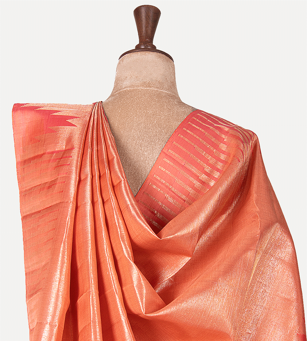Coral Kanchipuram Silk Saree