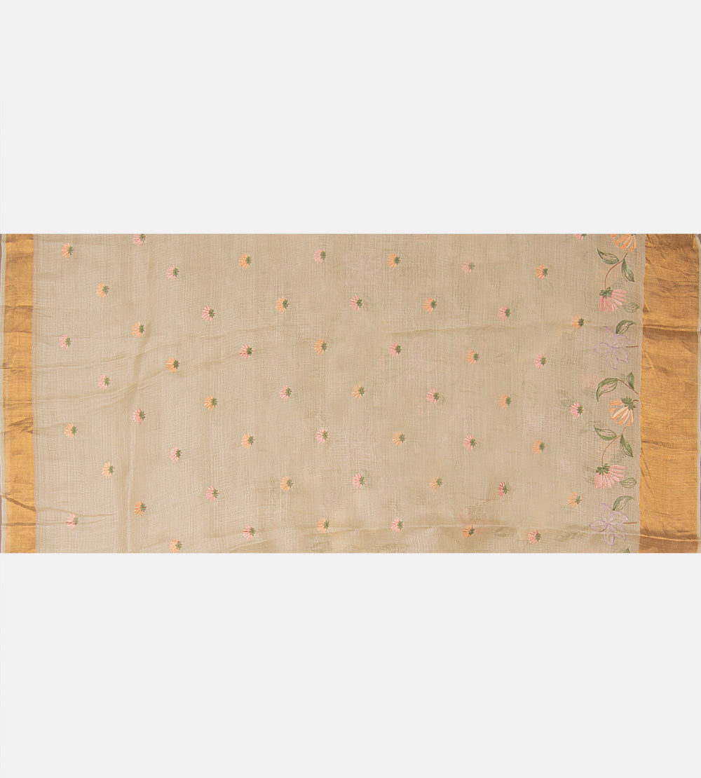 Creme Tissue Kota Silk Saree