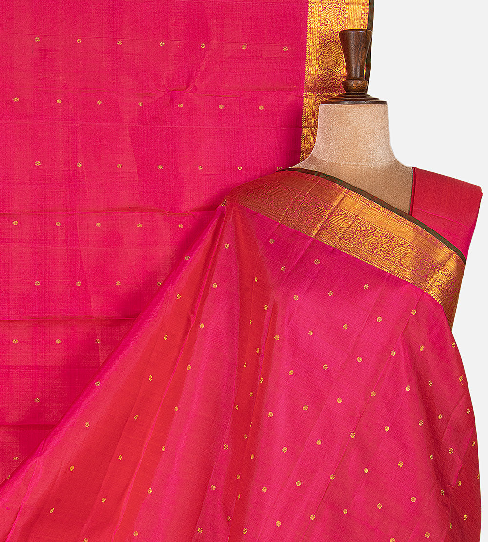 Reddish Pink Kanchipuram Silk Saree