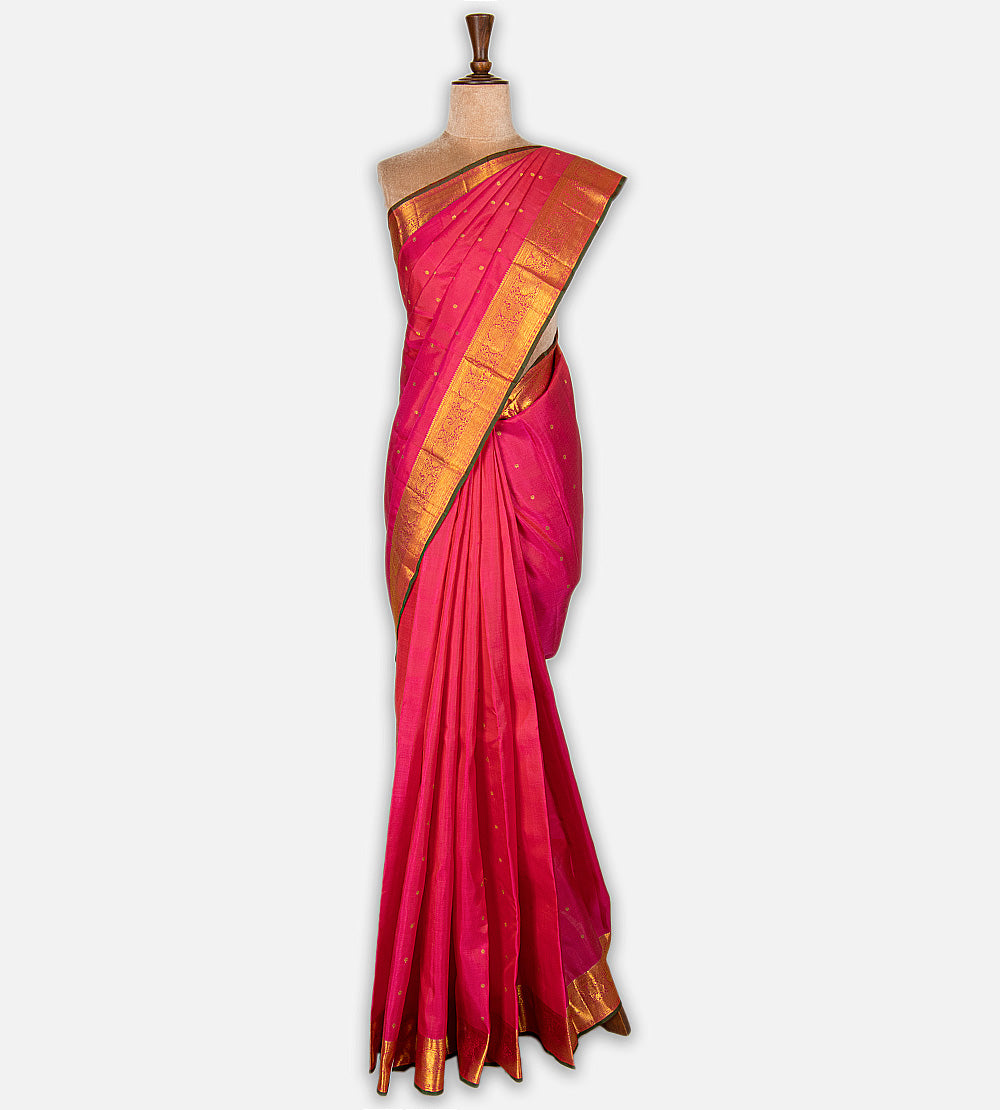 Reddish Pink Kanchipuram Silk Saree