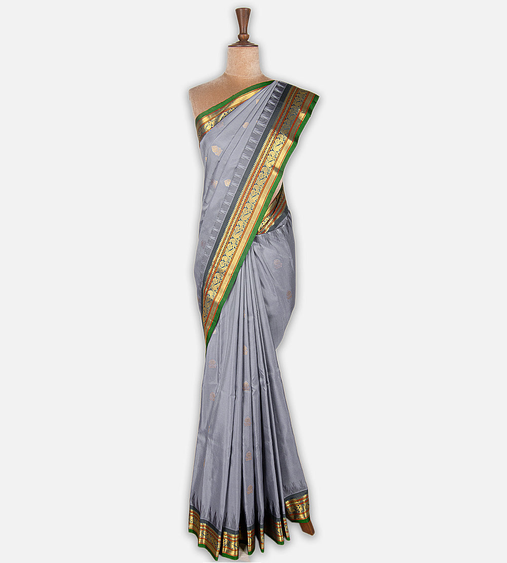 Powder Blue Gadwal Silk Saree