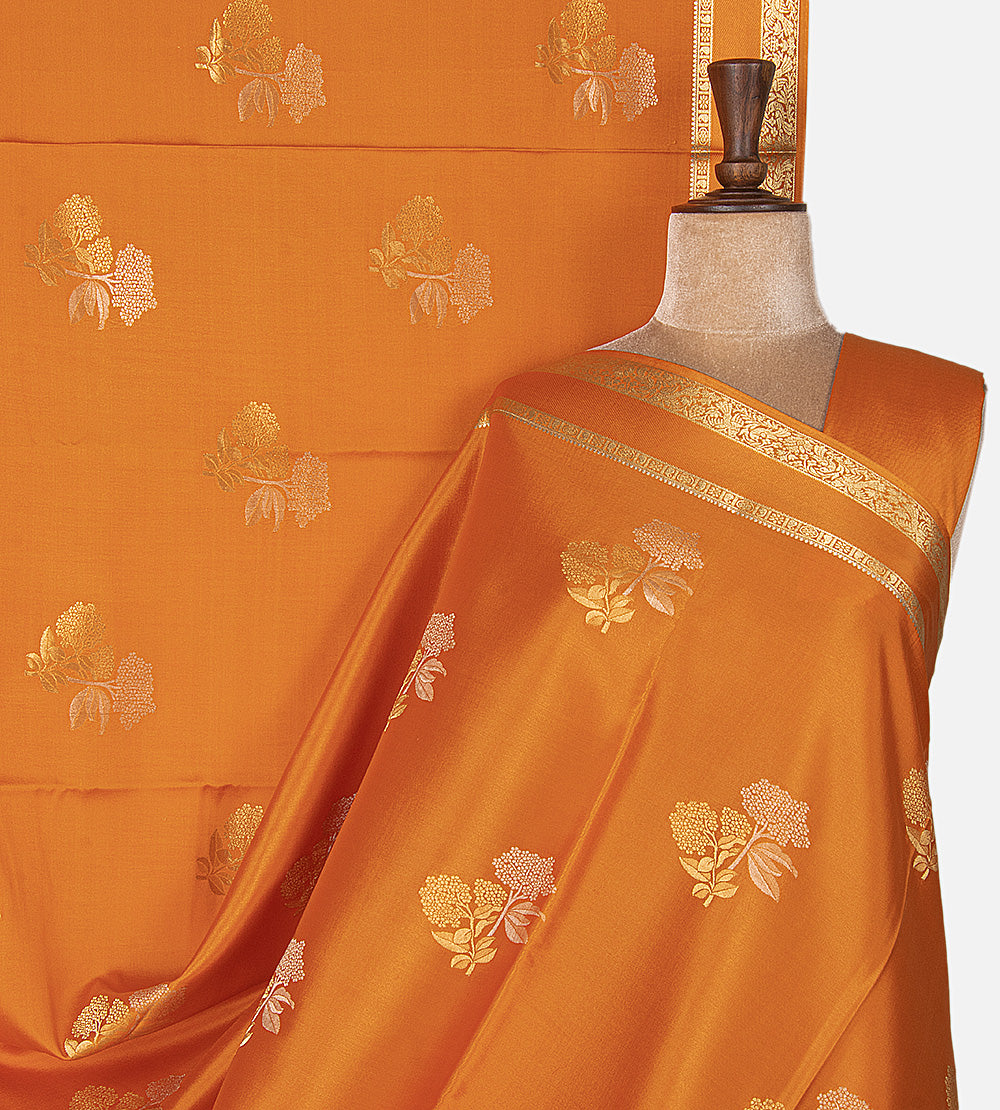 Burnt Orange Mysore Crepe Saree