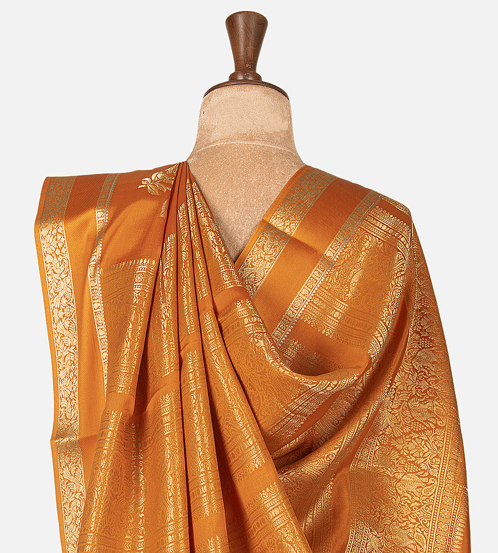 Burnt Orange Mysore Crepe Saree