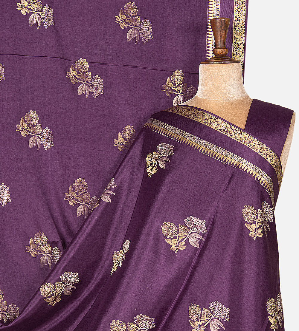 Purple Mysore Crepe Saree