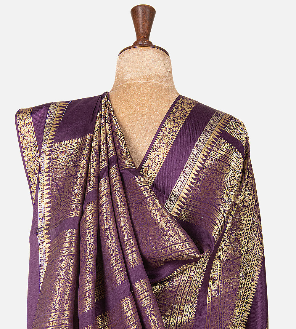 Purple Mysore Crepe Saree