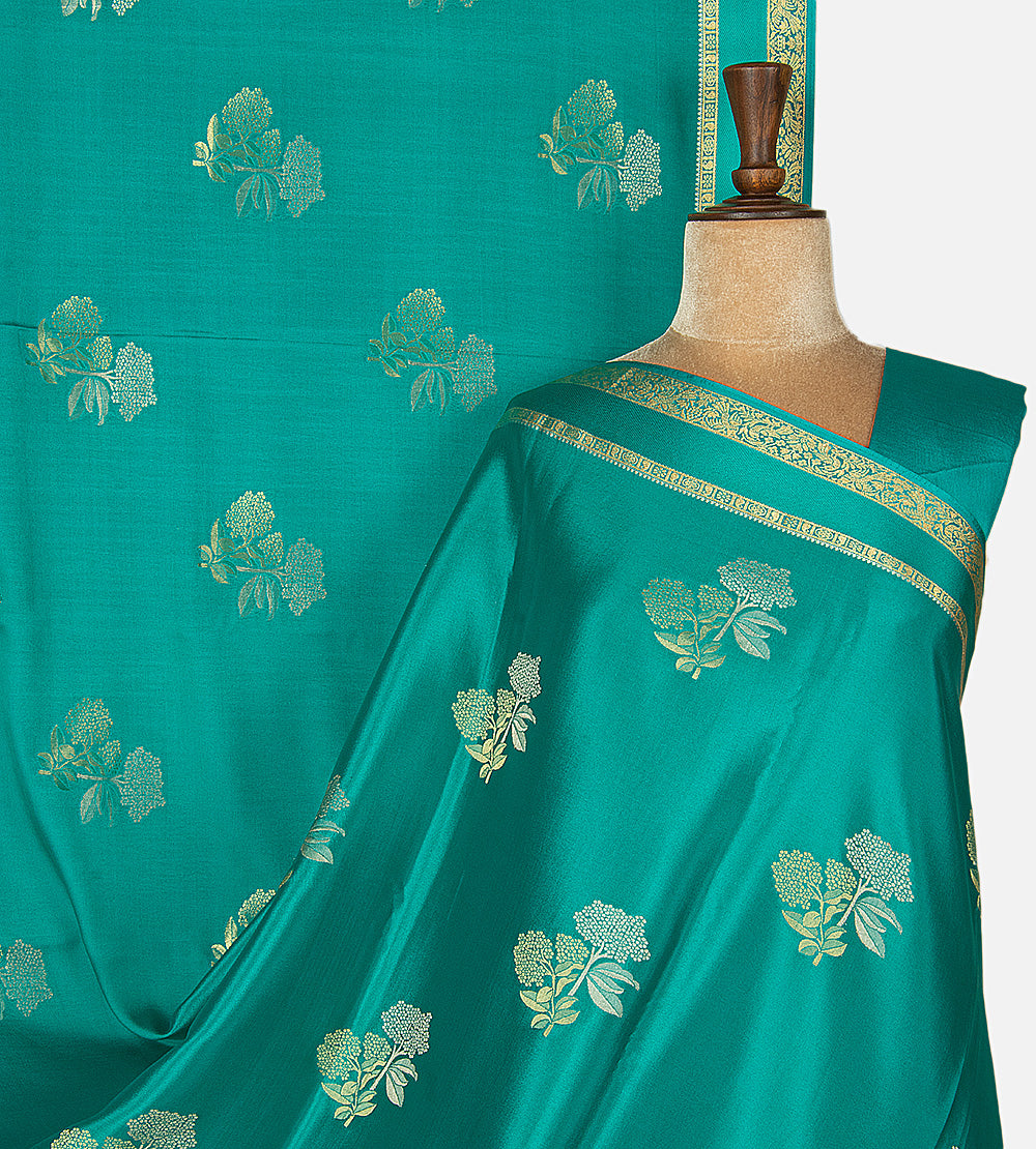 Deep Teal Mysore Crepe Saree