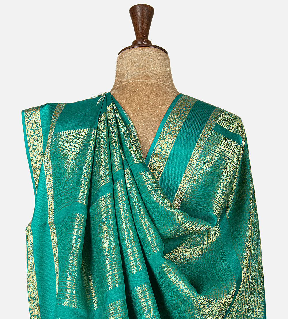 Deep Teal Mysore Crepe Saree