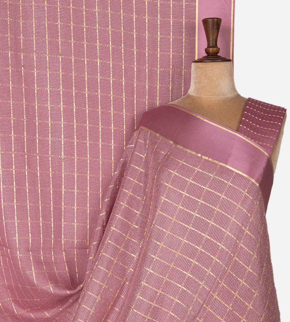 Dusty Mauve Mysore Crepe Saree