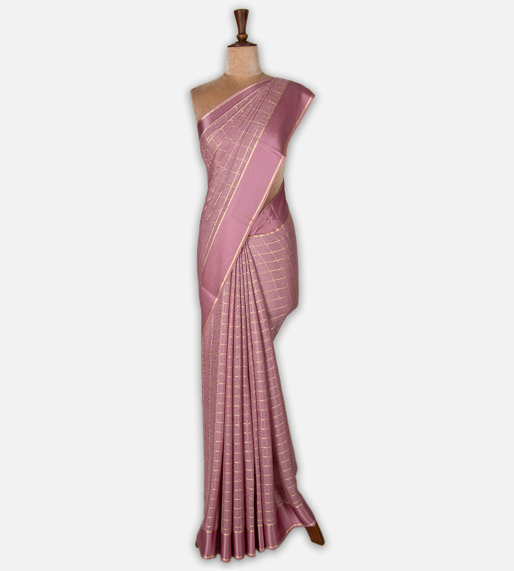 Dusty Mauve Mysore Crepe Saree