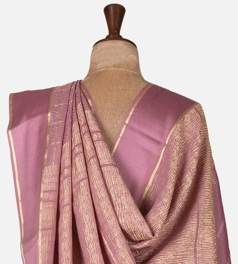Dusty Mauve Mysore Crepe Saree