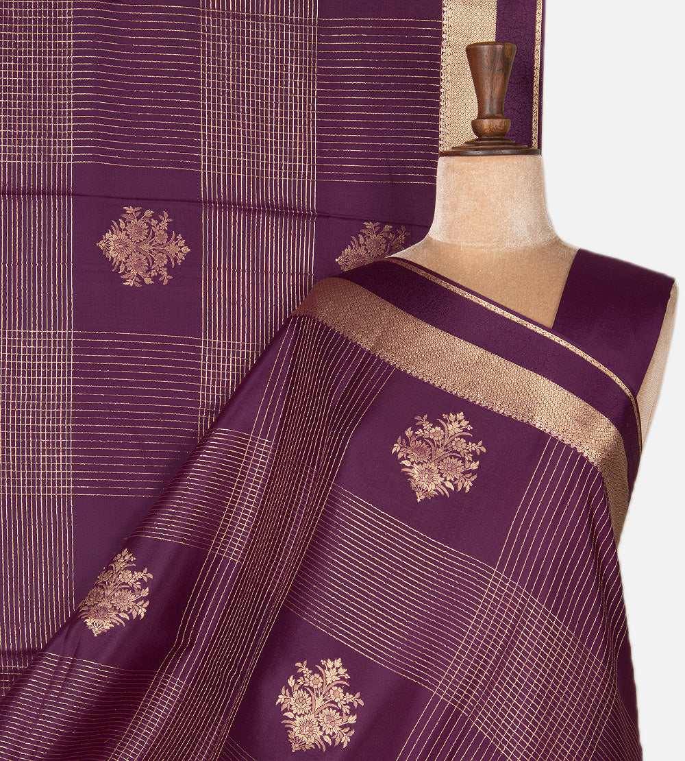 Purple Mysore Crepe Saree