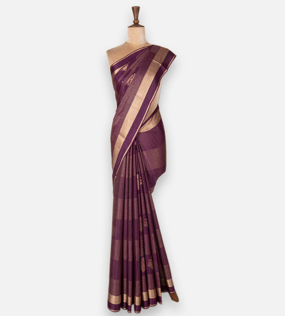 Purple Mysore Crepe Saree