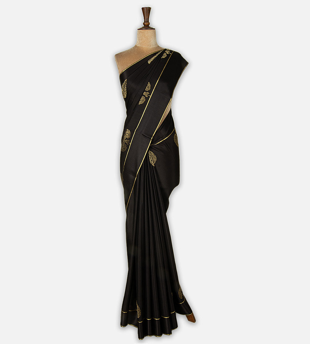 Black Mysore Crepe Saree